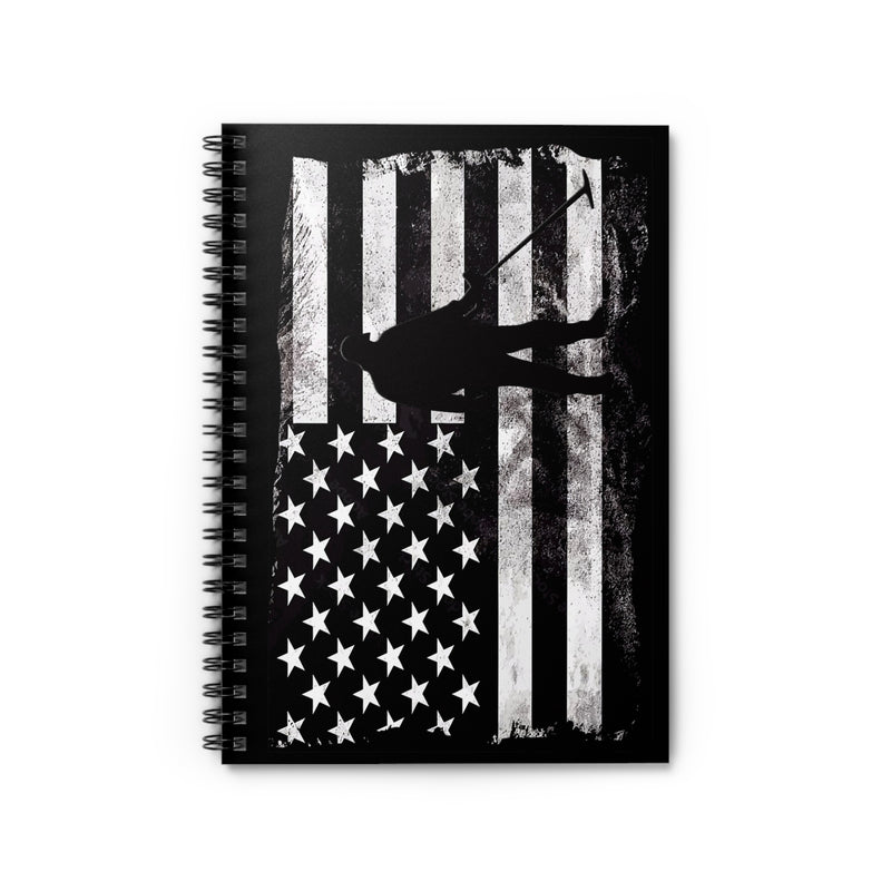 Spiral Notebook - Ruled, Metal Detecting Flag Graphic 118 pages 6" X 8"