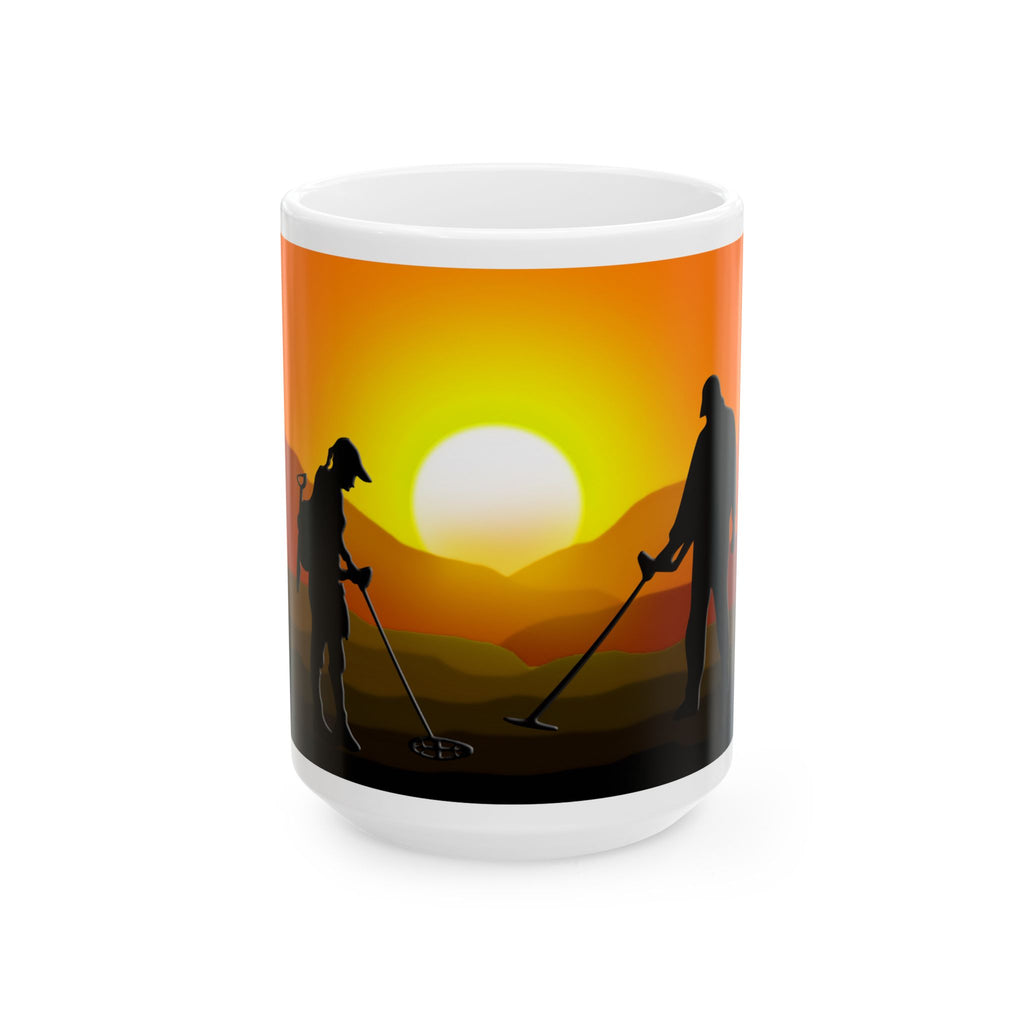 15 ounce Ceramic Mug - Sunset / Detector Couple FREE SHIPPING