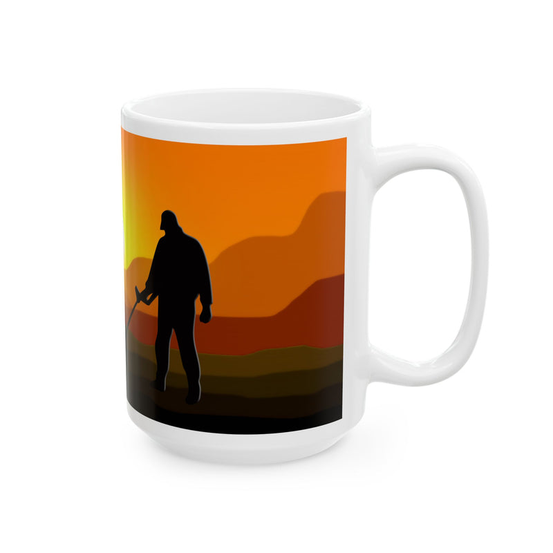 15 ounce Ceramic Mug - Sunset / Detector Couple FREE SHIPPING