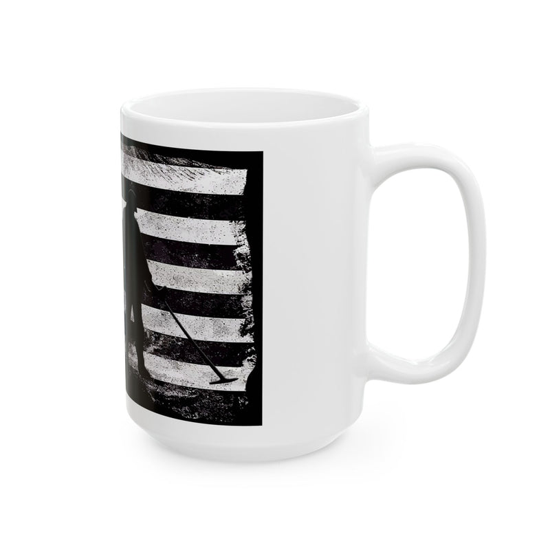 15 ounce Ceramic Mug - Stylized American Flag with Detectorist