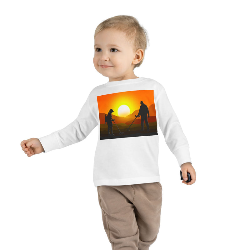 Toddler Long Sleeve Tee Sunset image with Detector Couple - sizes 2T - 5-6T