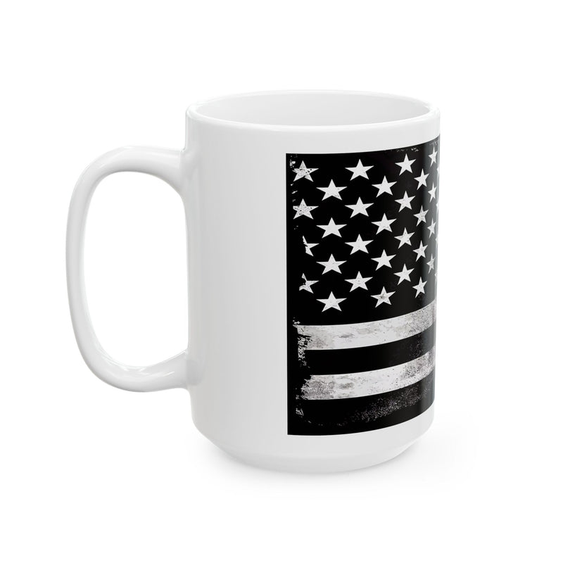 15 ounce Ceramic Mug - Stylized American Flag with Detectorist