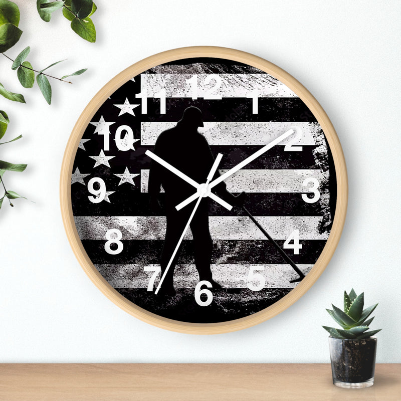 Metal Detectorist American Flag Clock  10"  Battery operated (AA not included) FREE SHIPPING