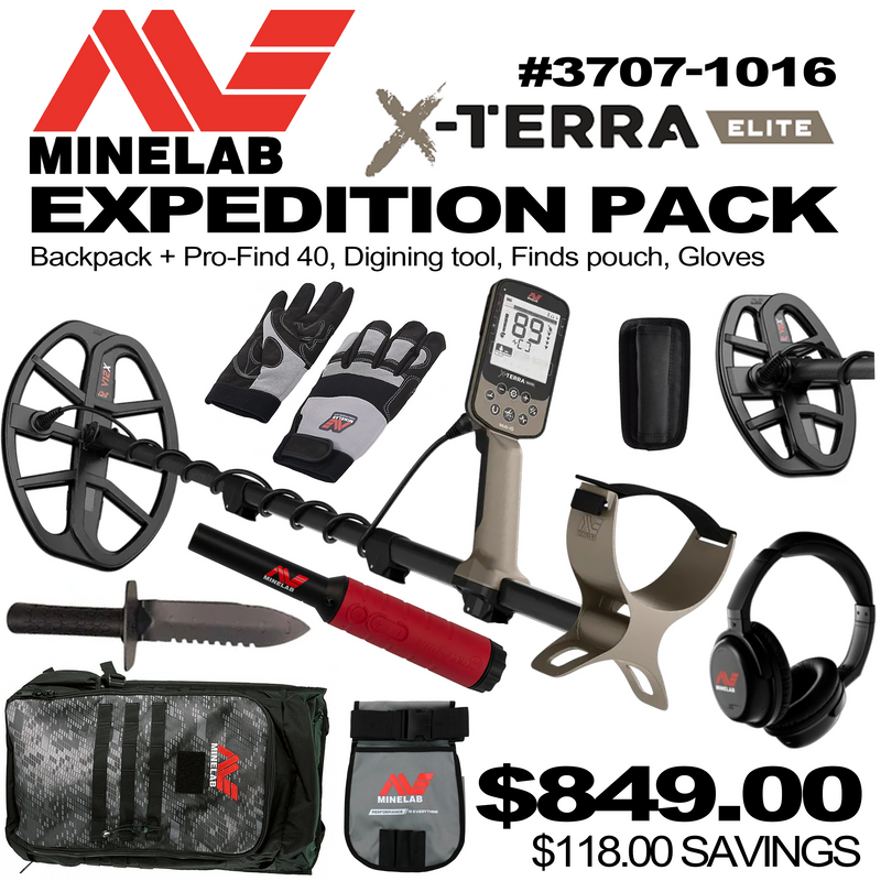 Minelab X-Terra Elite Expedition Pack - with backpack, Pro-Find 40, Digging Tool, Gloves #3707-1016