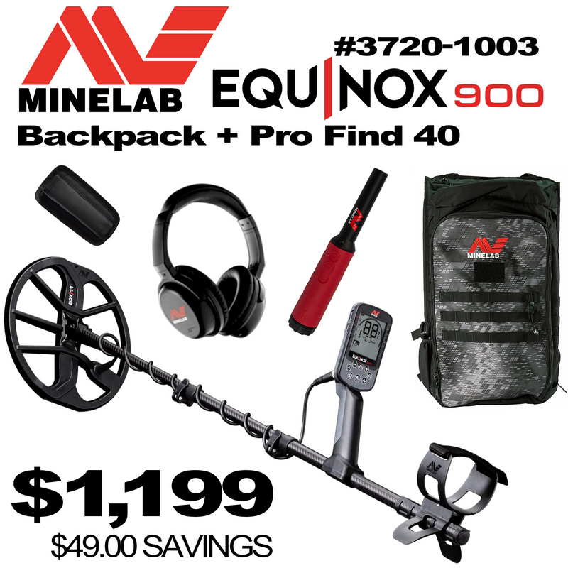 Minelab Equinox 900 Metal Detector with Backpack + Pro-Find 40 #3720-1003