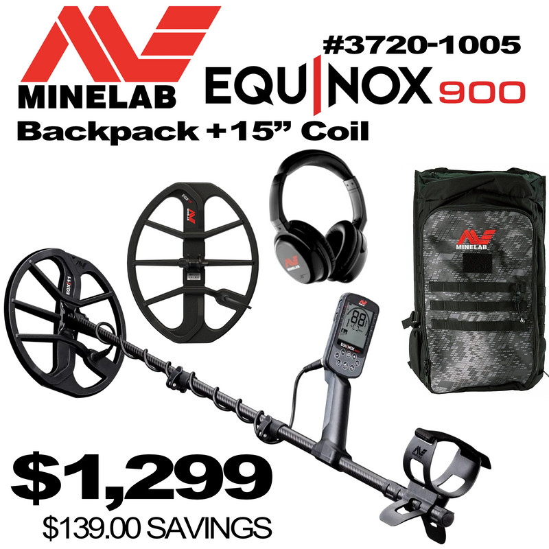 Minelab Equinox 900 Metal Detector with Backpack +15" Coil #3720-1005