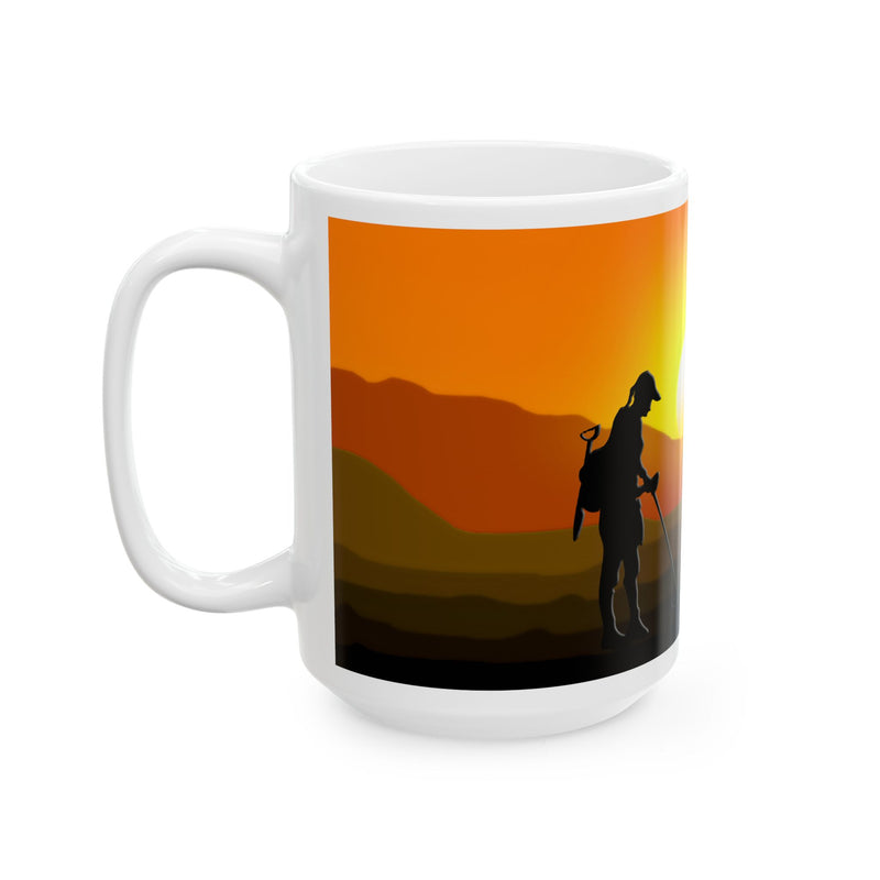 15 ounce Ceramic Mug - Sunset / Detector Couple FREE SHIPPING