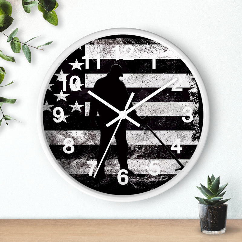 Metal Detectorist American Flag Clock  10"  Battery operated (AA not included) FREE SHIPPING