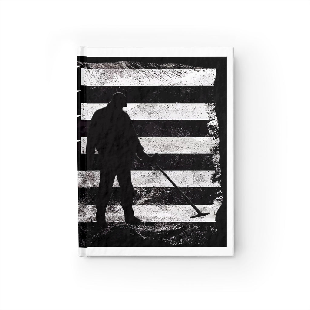 128-Page Blank Page Journal 5"X7" Stylized American Flag with Detectorist