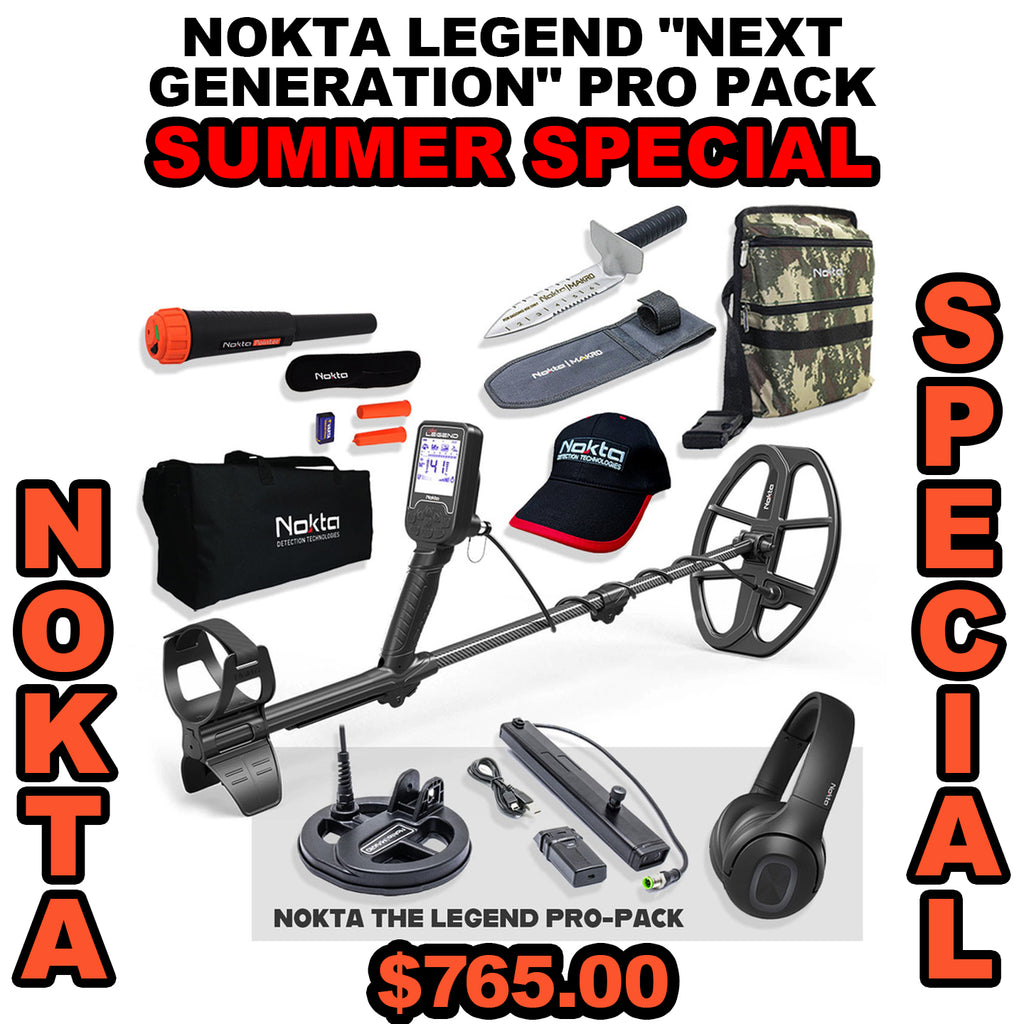 Nokta Legend "Next Generation" PRO PACK Summer Special Multi-Frequency Waterproof Metal Detector with 12"x9" LG30 and 6" Coils and Pinpointer