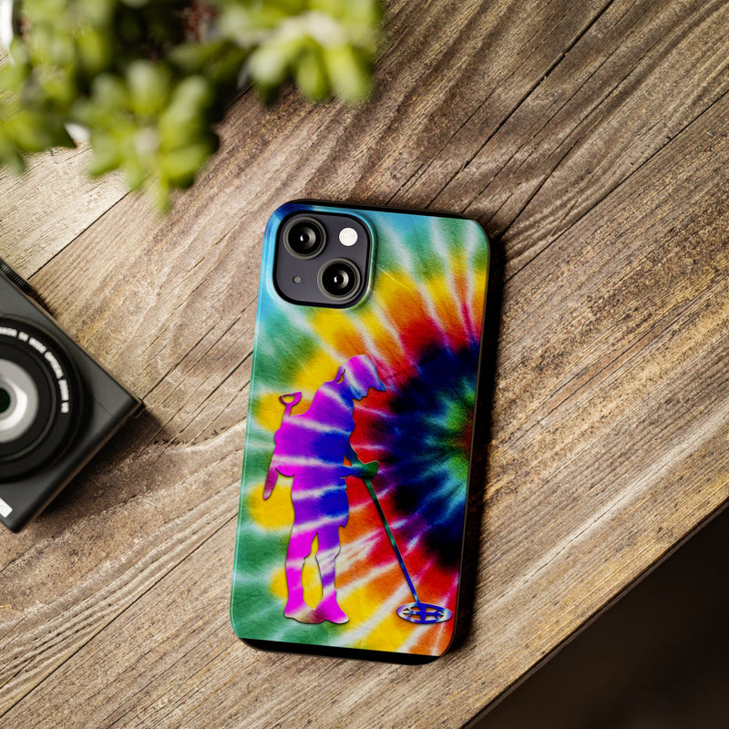 Slim iPhone Black Cases with Female Detectorist, Tie-Dye Design (iPhone 13-16 series)