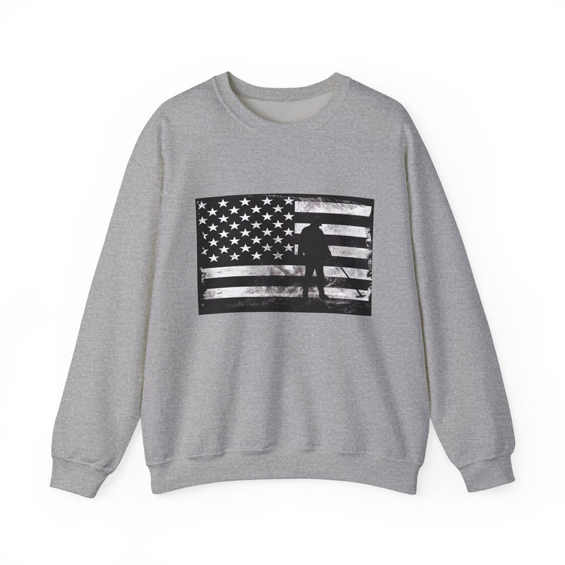 Graphic American Flag with Detectorist, Heavy Blend Crewneck Sweatshirt - sku: 12