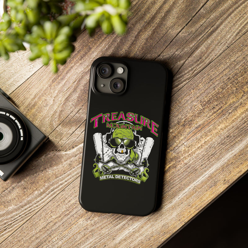 Slim iPhone Black Cases with Treasure Mountain Logo (iPhone 13-16 series)