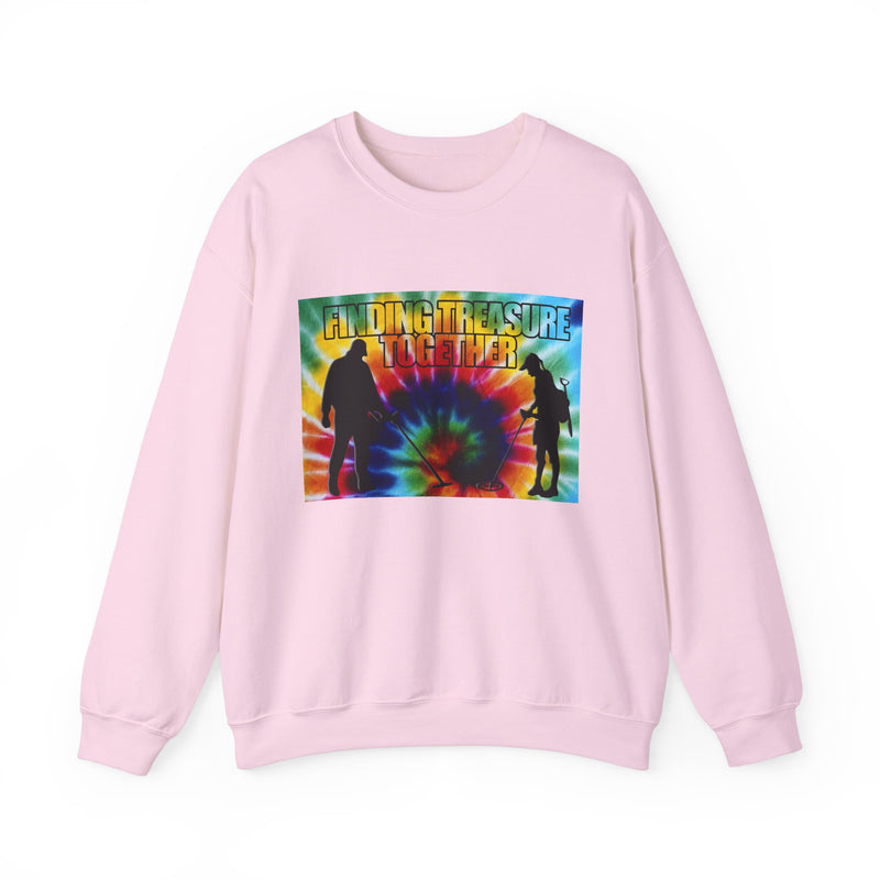 'Finding Treasure Together' Tie Dye, Heavy Blend Crewneck Sweatshirt - 1-sided print. S-XXXXX. sku 191