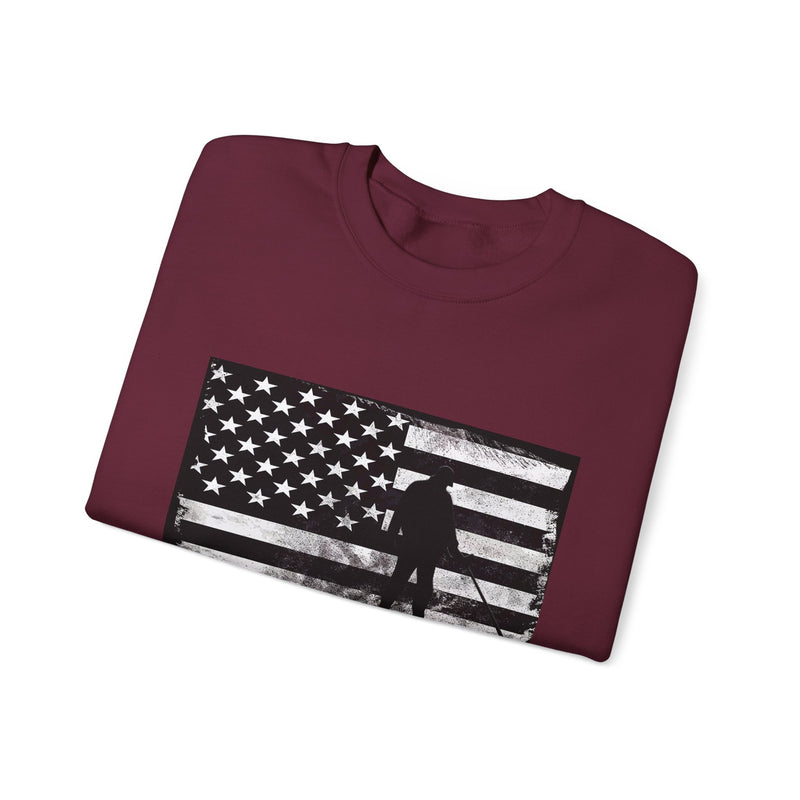 Graphic American Flag with Detectorist, Heavy Blend Crewneck Sweatshirt - sku: 12