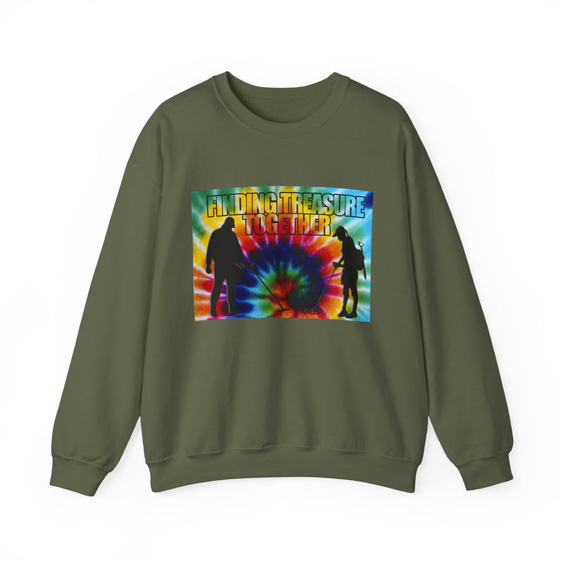 'Finding Treasure Together' Tie Dye, Heavy Blend Crewneck Sweatshirt - 1-sided print. S-XXXXX. sku 191