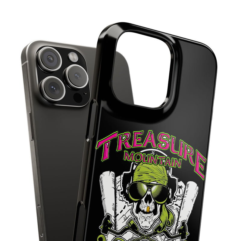 Slim iPhone Black Cases with Treasure Mountain Logo (iPhone 13-16 series)