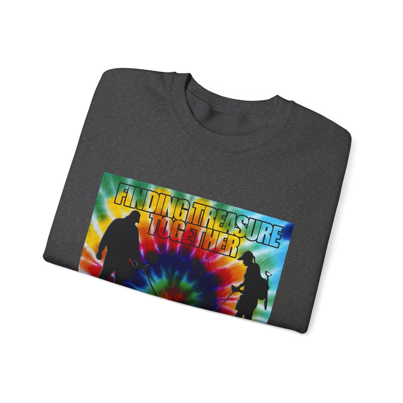 'Finding Treasure Together' Tie Dye, Heavy Blend Crewneck Sweatshirt - 1-sided print. S-XXXXX. sku 191