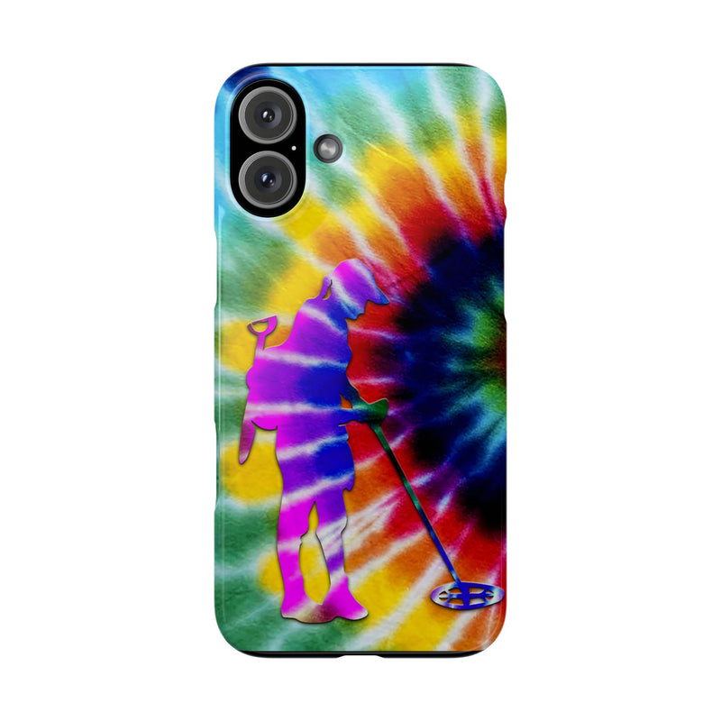 Slim iPhone Black Cases with Female Detectorist, Tie-Dye Design (iPhone 13-16 series)