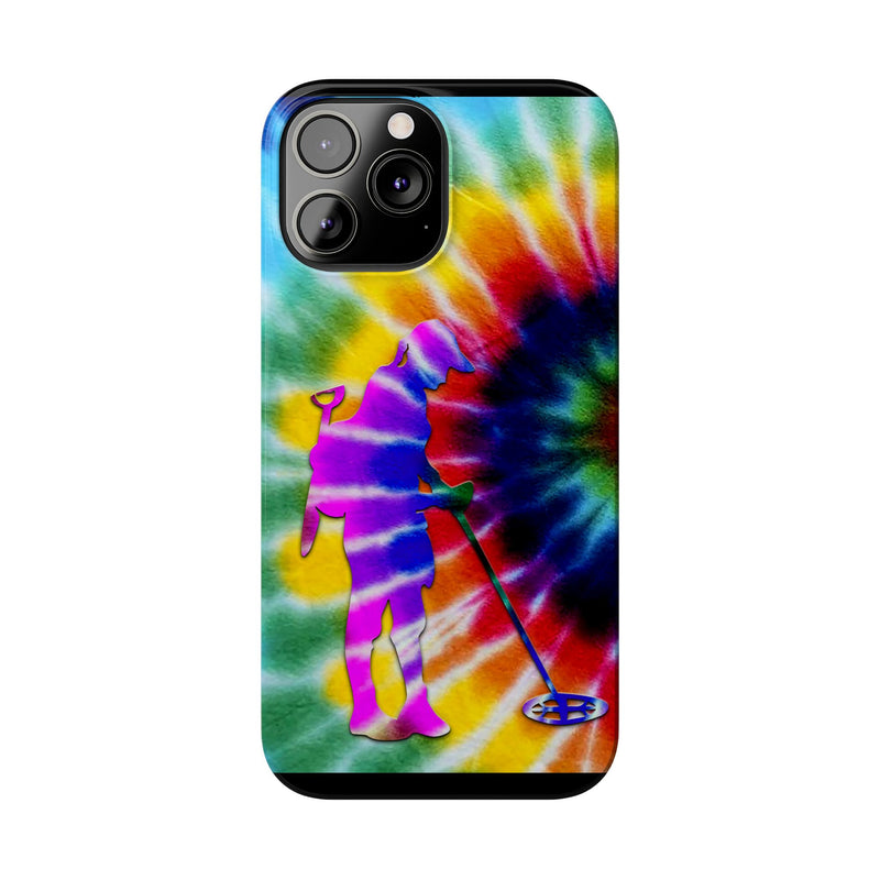 Slim iPhone Black Cases with Female Detectorist, Tie-Dye Design (iPhone 13-16 series)