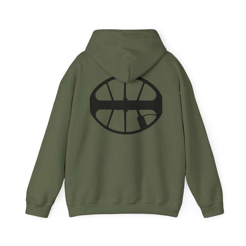 Sunset Detector Couple design on front, graphic coil on back, 2-Sided. Thick Weight Hoodie sku: 126