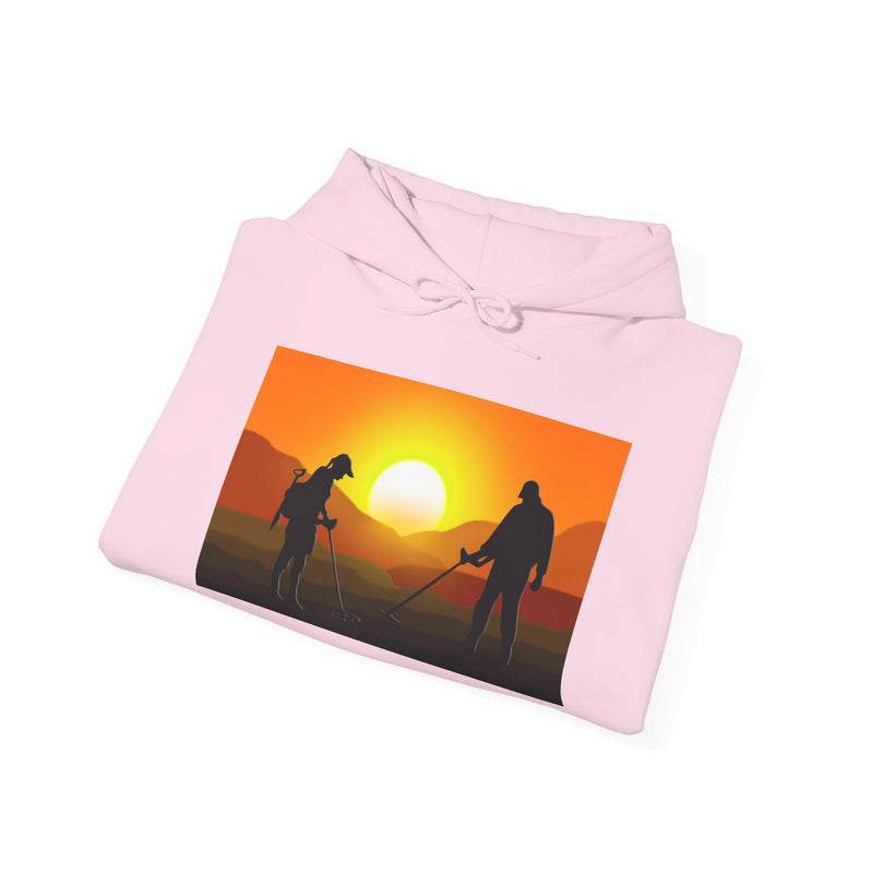 Sunset Detector Couple design on front, graphic coil on back, 2-Sided. Thick Weight Hoodie FREE SHIPPING