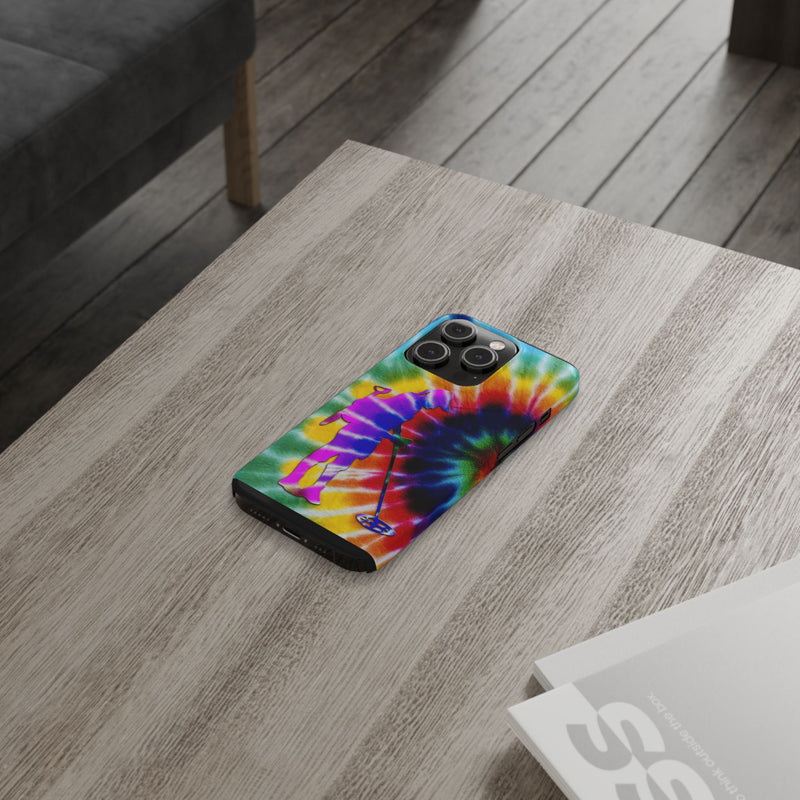 Slim iPhone Black Cases with Female Detectorist, Tie-Dye Design (iPhone 13-16 series)