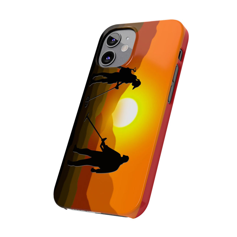 Slim iPhone Red Cases with SUNSET Detector Couple Graphic (iPhone 13-16 series) sku: 145