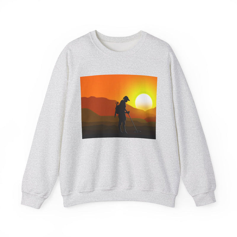 Heavy Blend Crewneck Sweatshirt - Female Detectorist with Sunset Design. 1-sided. FREE SHIPPING