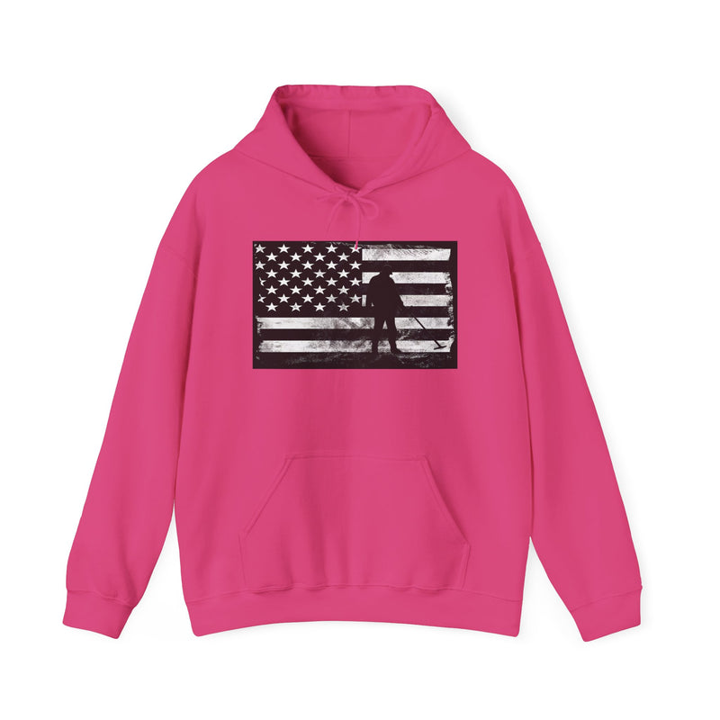 Graphic American Flag with Detectorist, 2-Sided. Thick Weight Hoodie sku: 14