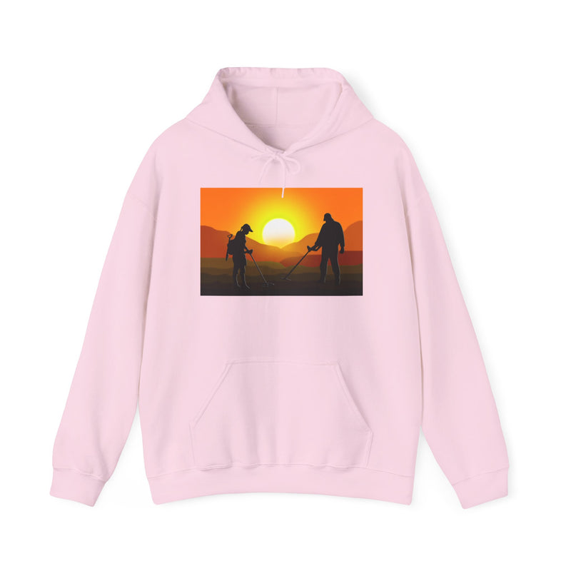 Sunset Detector Couple design on front, graphic coil on back, 2-Sided. Thick Weight Hoodie FREE SHIPPING