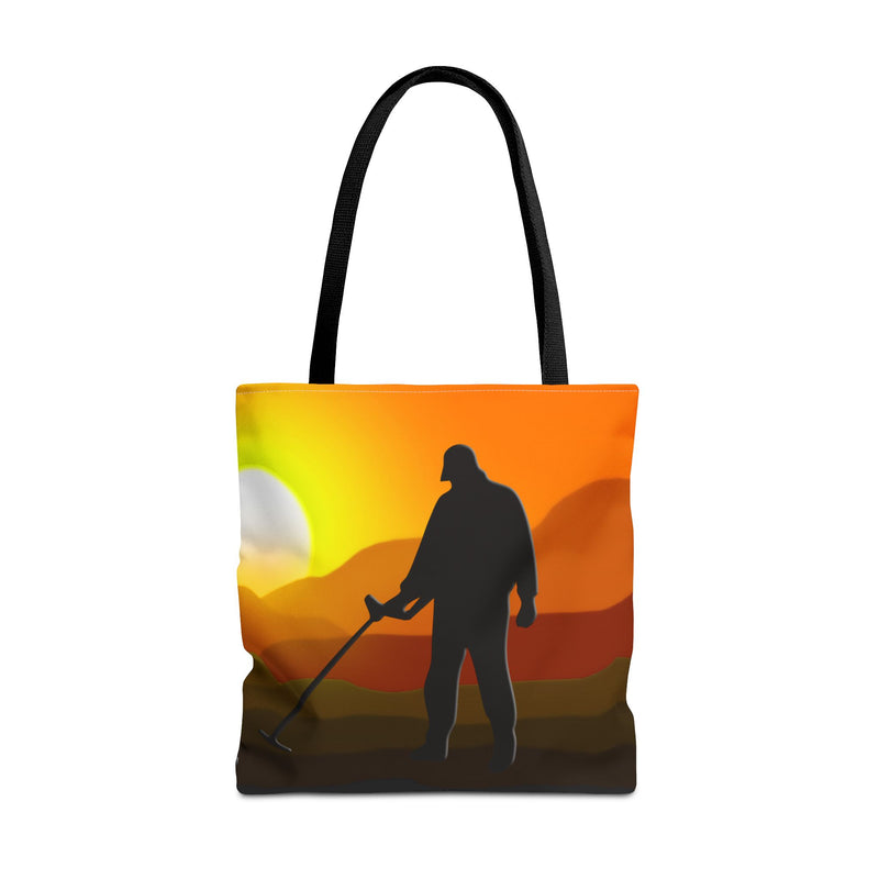 18X18" Tote SUNSET with Male Detectorist design. 1 sided print.