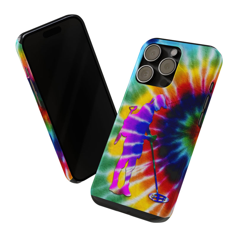 Slim iPhone Black Cases with Female Detectorist, Tie-Dye Design (iPhone 13-16 series)