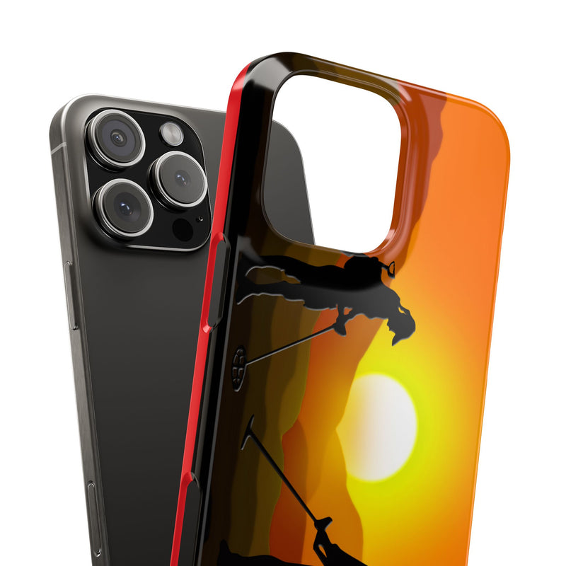 Slim iPhone Red Cases with SUNSET Detector Couple Graphic (iPhone 13-16 series) sku: 145