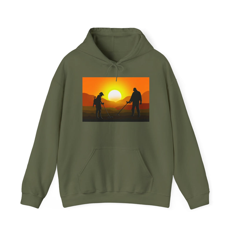 Sunset Detector Couple design on front, graphic coil on back, 2-Sided. Thick Weight Hoodie FREE SHIPPING