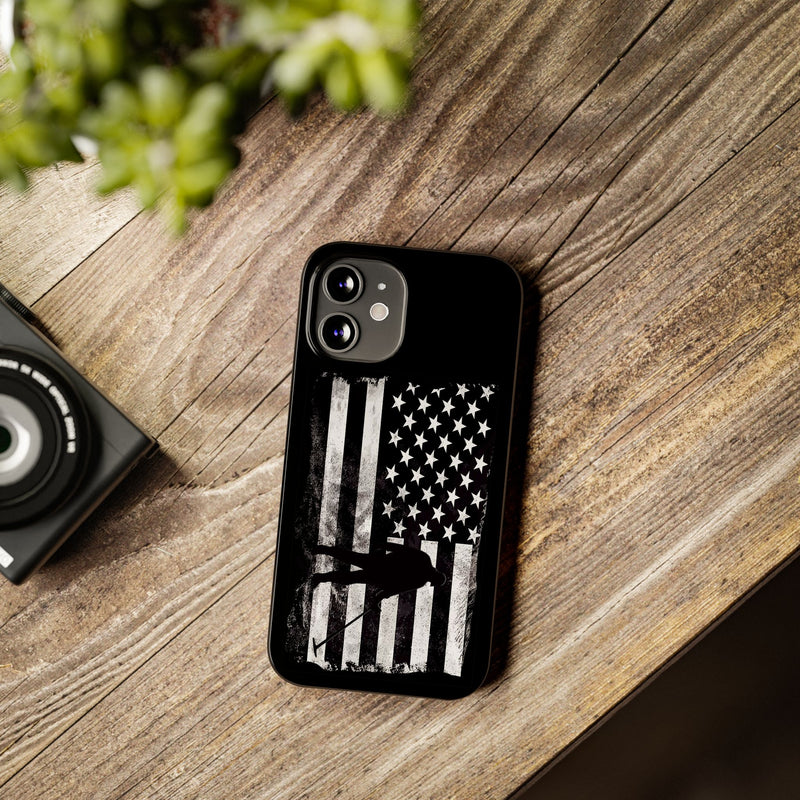 Slim iPhone Black Cases with stylized American Flag and Detectorist (iPhone 13-16 series) sku: 21