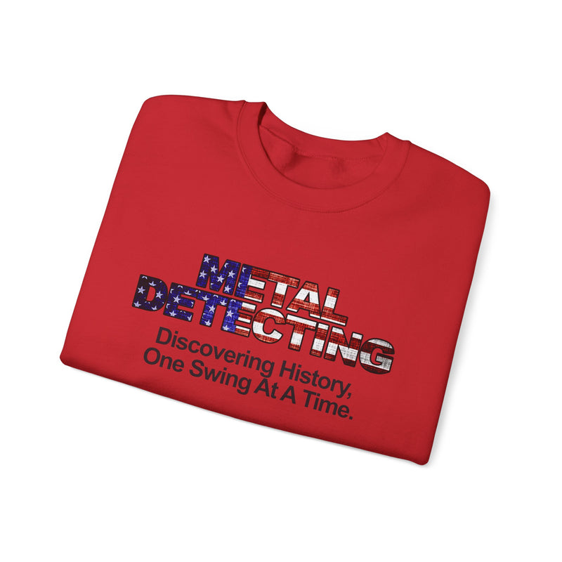 Discovering History Metal Detecting American Flag motif, Heavy Blend Crewneck Sweatshirt - sku: 15