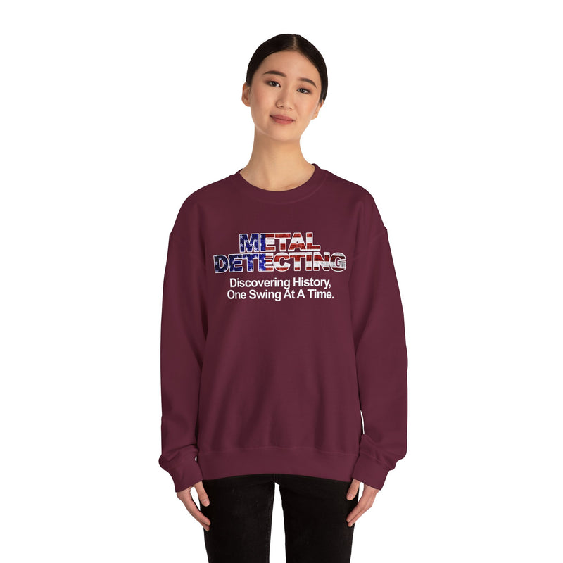 Discovering History Metal Detecting American Flag motif, Heavy Blend Crewneck Sweatshirt - sku: 15