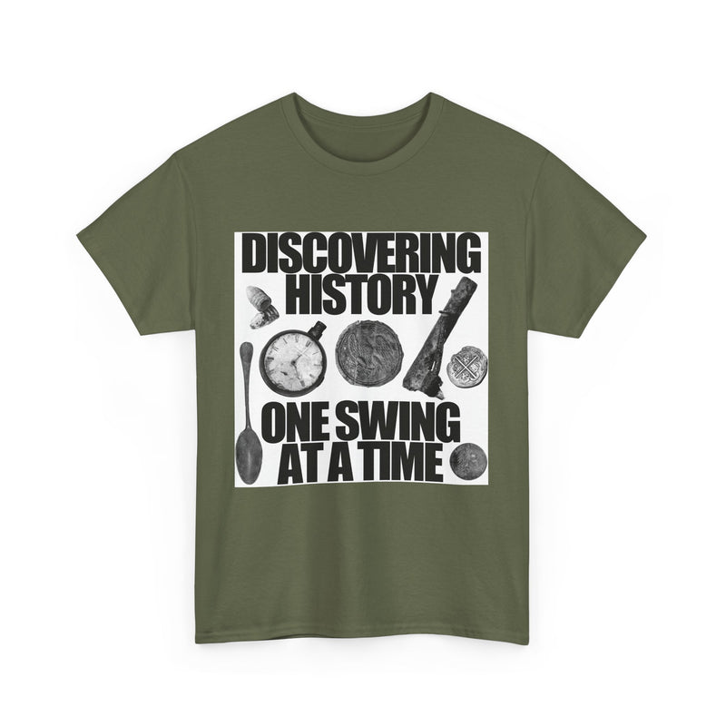 Monochrome Relic "Discovering History One Swing at a Time" design. Heavy weight cotton T-Shirt. FREE SHIPPING