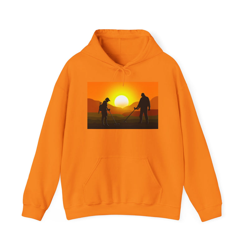 Sunset Detector Couple design on front, graphic coil on back, 2-Sided. Thick Weight Hoodie sku: 126