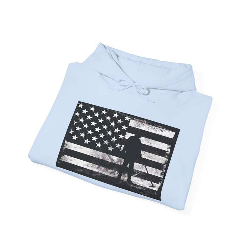 Graphic American Flag with Detectorist, 2-Sided. Thick Weight Hoodie FREE SHIPPING