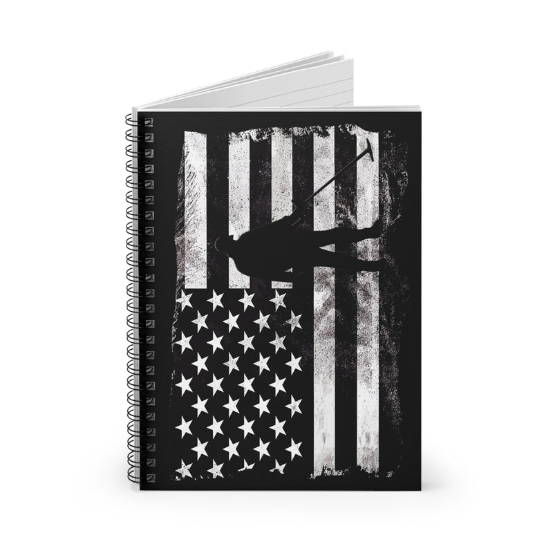 Spiral Notebook - Ruled, Metal Detecting Flag Graphic 118 pages 6" X 8" sku: 21.5