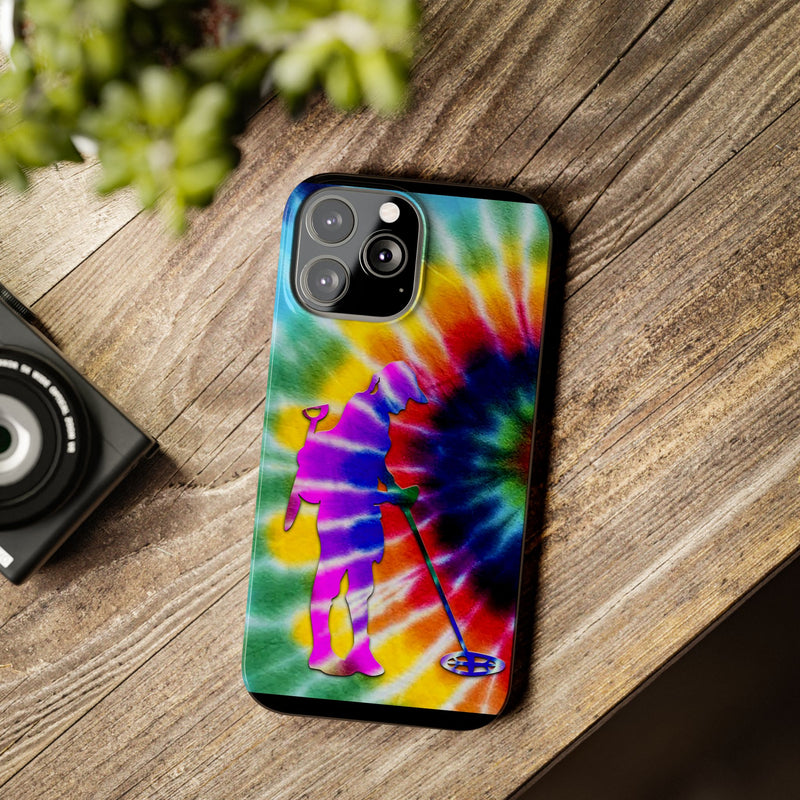 Slim iPhone Black Cases with Female Detectorist, Tie-Dye Design (iPhone 13-16 series)