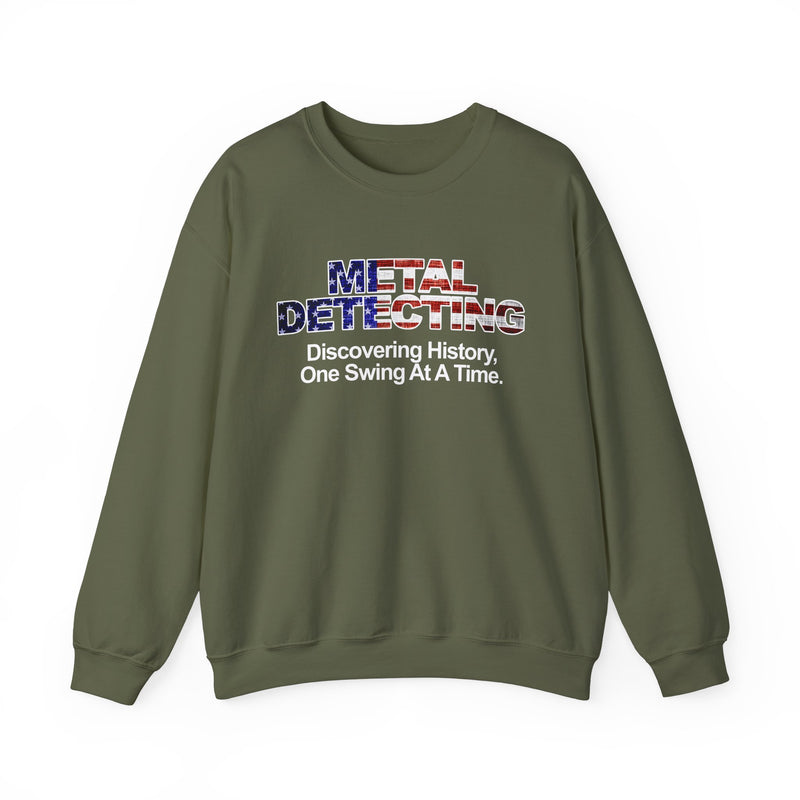 Discovering History Metal Detecting American Flag motif, Heavy Blend Crewneck Sweatshirt - sku: 15