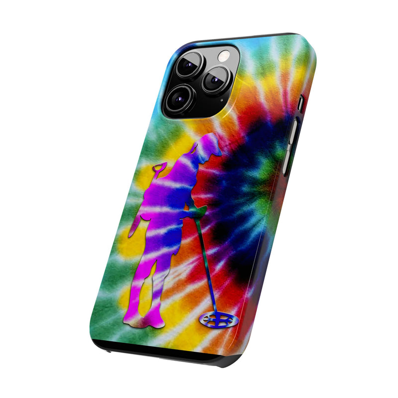 Slim iPhone Black Cases with Female Detectorist, Tie-Dye Design (iPhone 13-16 series)