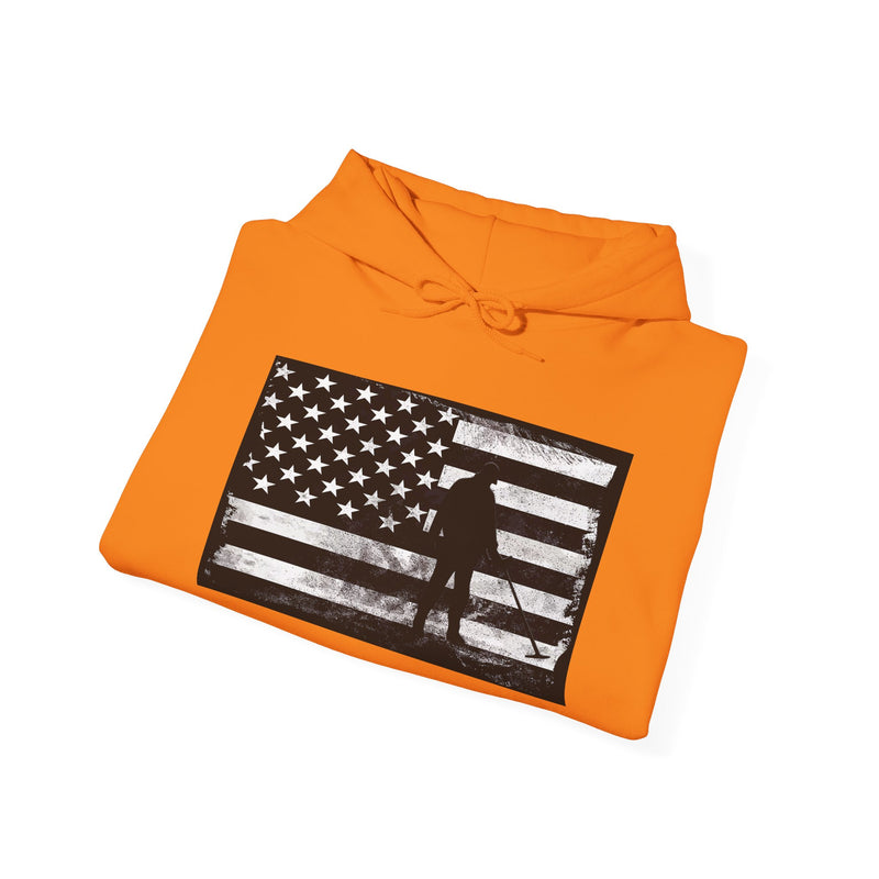 Graphic American Flag with Detectorist, 2-Sided. Thick Weight Hoodie sku: 14