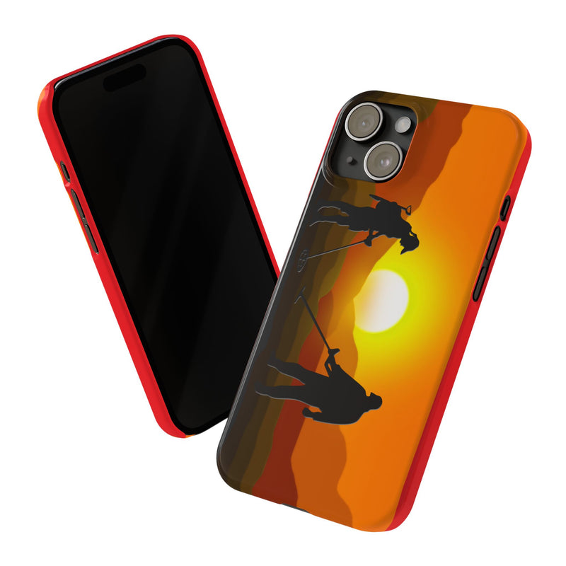 Slim iPhone Red Cases with SUNSET Detector Couple Graphic (iPhone 13-16 series) sku: 145