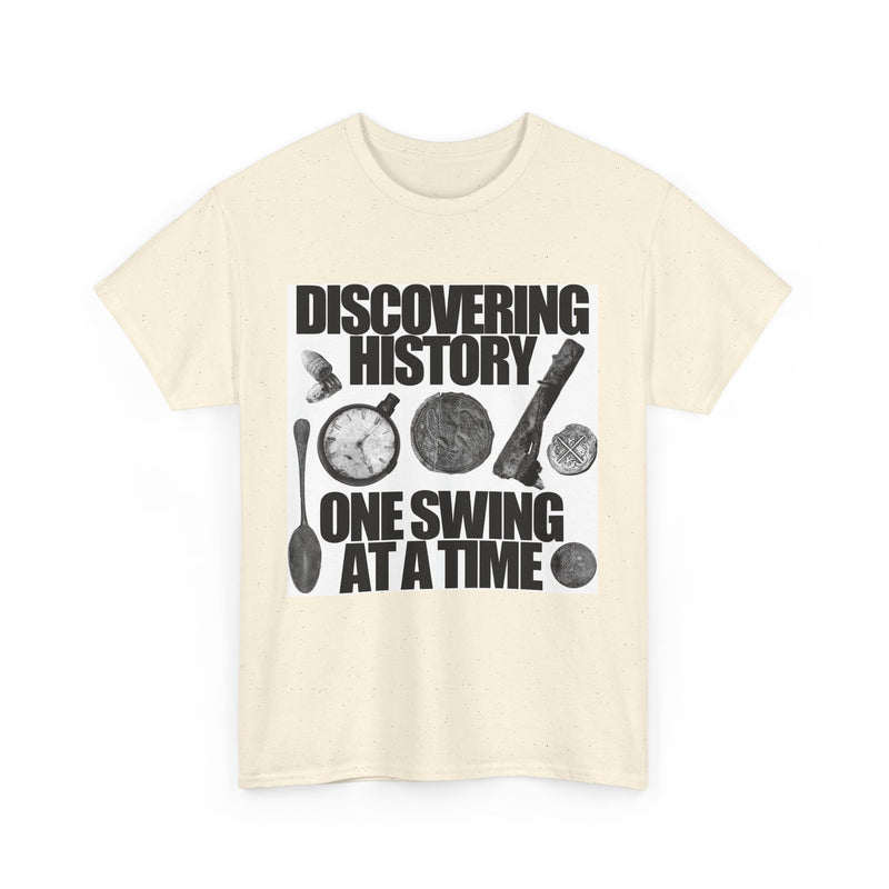 Monochrome Relic "Discovering History One Swing at a Time" design. Heavy weight cotton T-Shirt. FREE SHIPPING