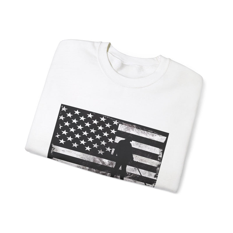 Graphic American Flag with Detectorist, Heavy Blend Crewneck Sweatshirt - sku: 12