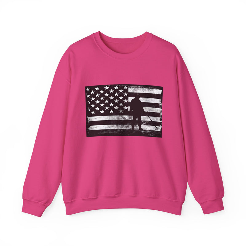 Graphic American Flag with Detectorist, Heavy Blend Crewneck Sweatshirt - sku: 12